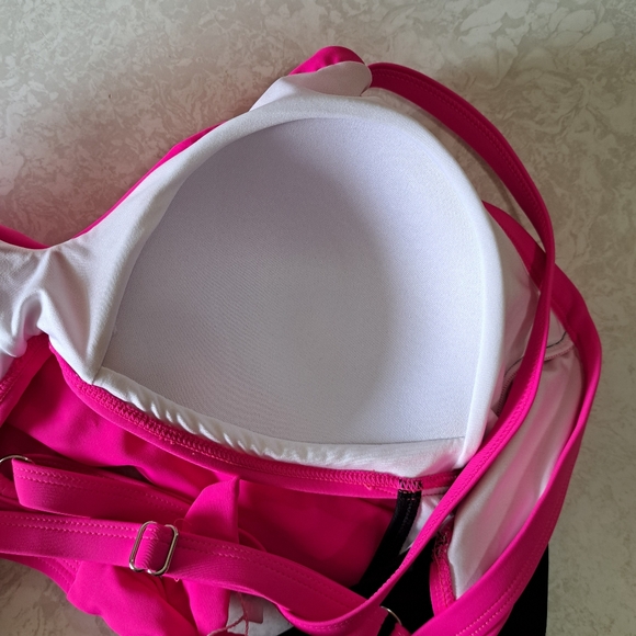 SALE. Eomenie Hot Pink and Black Swimsuit - Picture 7 of 13